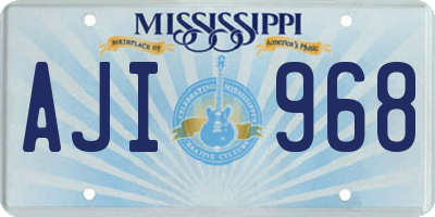 MS license plate AJI968