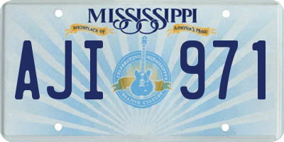 MS license plate AJI971