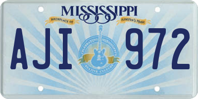 MS license plate AJI972