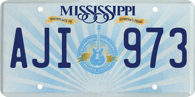 MS license plate AJI973