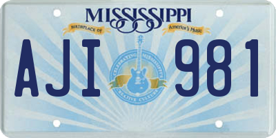 MS license plate AJI981
