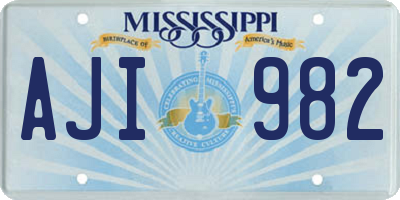 MS license plate AJI982