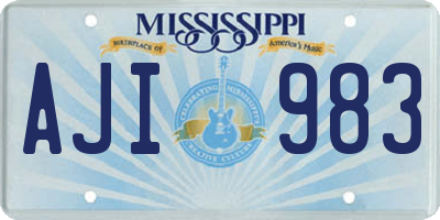MS license plate AJI983