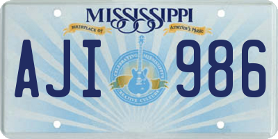 MS license plate AJI986