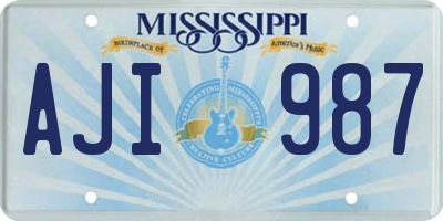 MS license plate AJI987