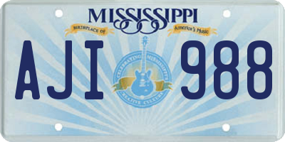 MS license plate AJI988