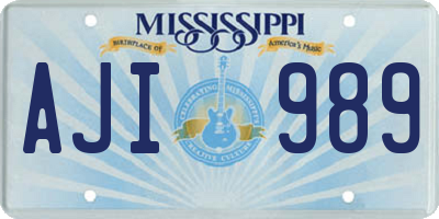 MS license plate AJI989