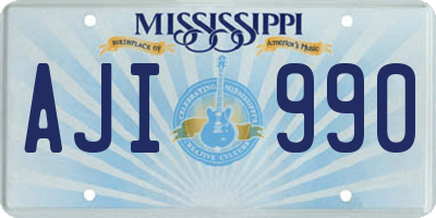 MS license plate AJI990