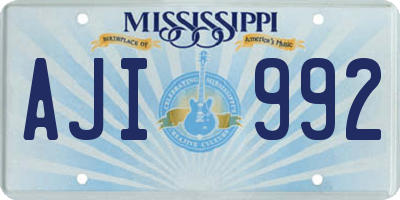 MS license plate AJI992