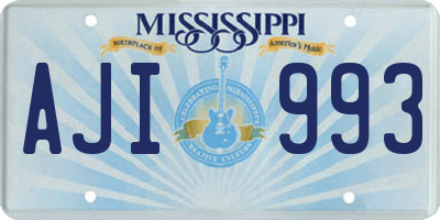 MS license plate AJI993