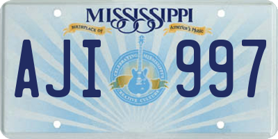 MS license plate AJI997