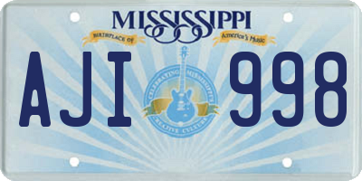 MS license plate AJI998