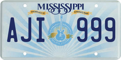 MS license plate AJI999