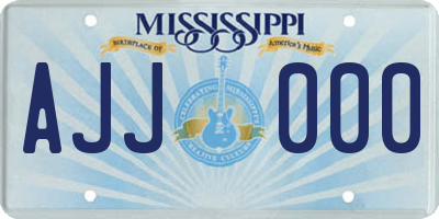 MS license plate AJJ000