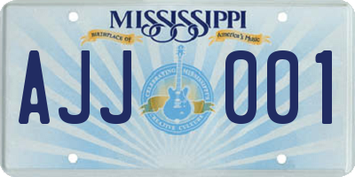 MS license plate AJJ001