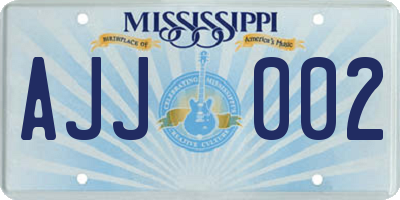 MS license plate AJJ002
