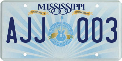 MS license plate AJJ003