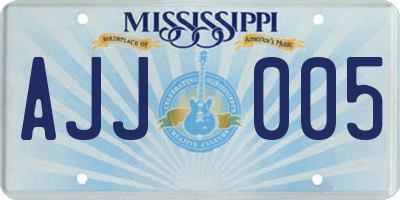 MS license plate AJJ005