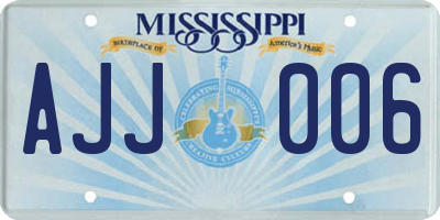 MS license plate AJJ006