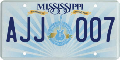 MS license plate AJJ007