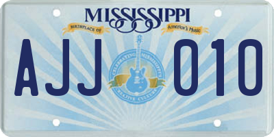 MS license plate AJJ010