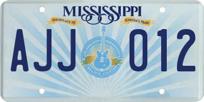 MS license plate AJJ012