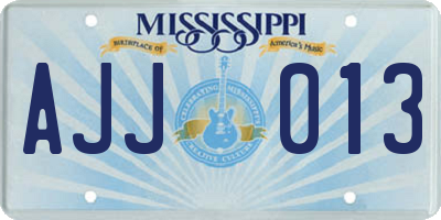 MS license plate AJJ013