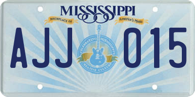 MS license plate AJJ015