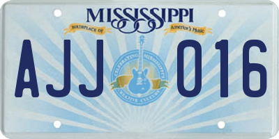 MS license plate AJJ016
