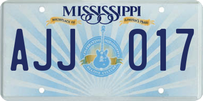 MS license plate AJJ017