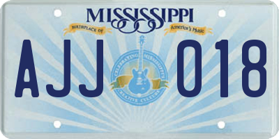 MS license plate AJJ018