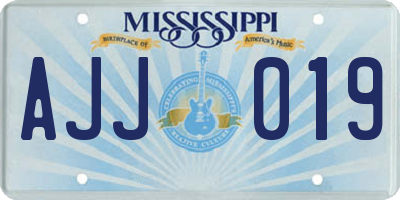 MS license plate AJJ019