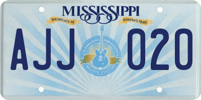 MS license plate AJJ020