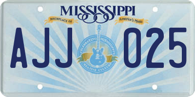 MS license plate AJJ025