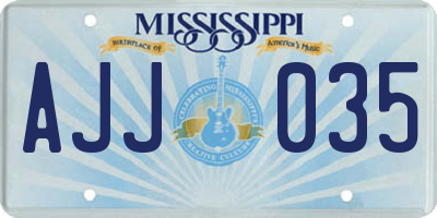 MS license plate AJJ035