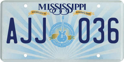 MS license plate AJJ036