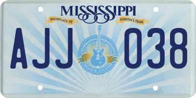 MS license plate AJJ038