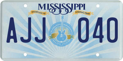 MS license plate AJJ040