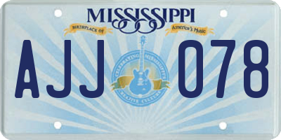 MS license plate AJJ078