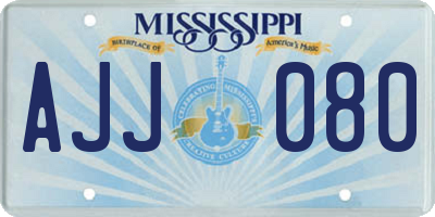 MS license plate AJJ080