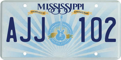 MS license plate AJJ102