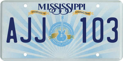 MS license plate AJJ103