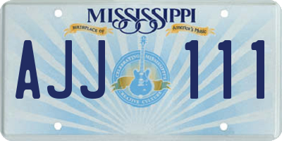 MS license plate AJJ111