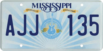 MS license plate AJJ135