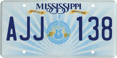 MS license plate AJJ138