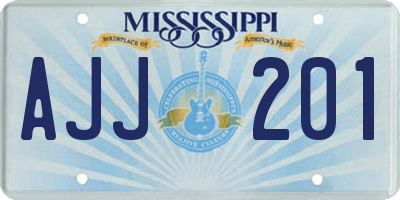 MS license plate AJJ201