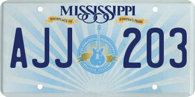 MS license plate AJJ203