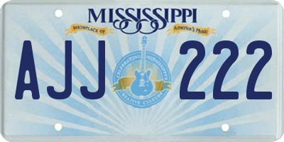 MS license plate AJJ222
