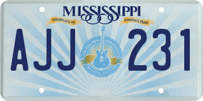MS license plate AJJ231