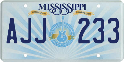 MS license plate AJJ233